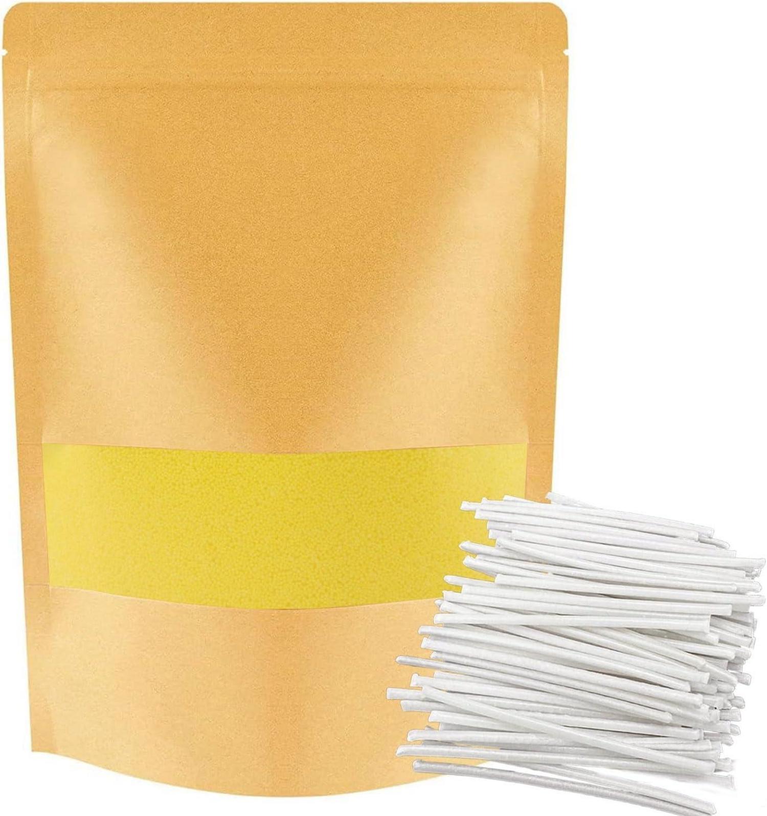 Kerzensand Set: Wachsgranulat mit 50 Dochten, Perlenkerzen Gelb 1KG