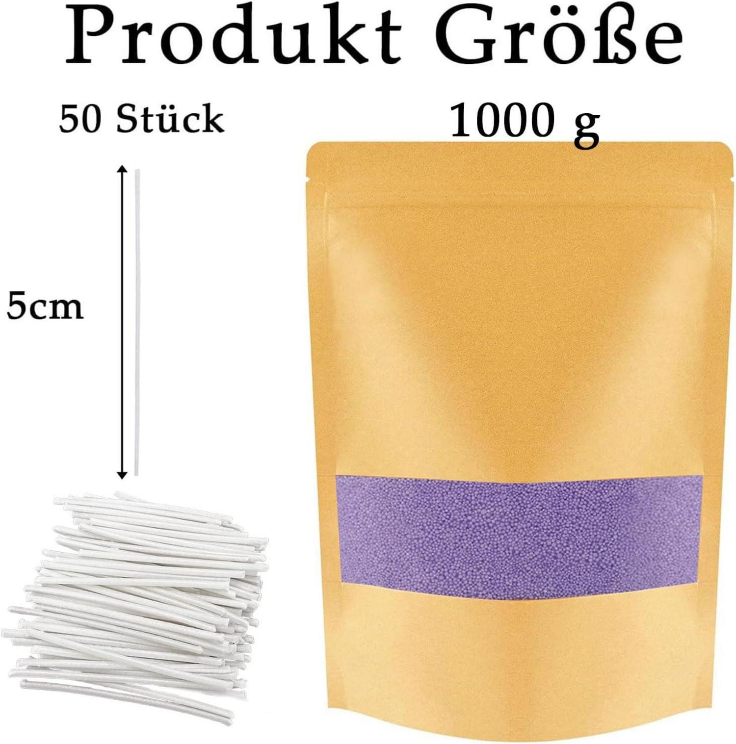 ALLAVA Kerzensand 1 KG mit 50 Docht, Lila - Perlenkerzen für