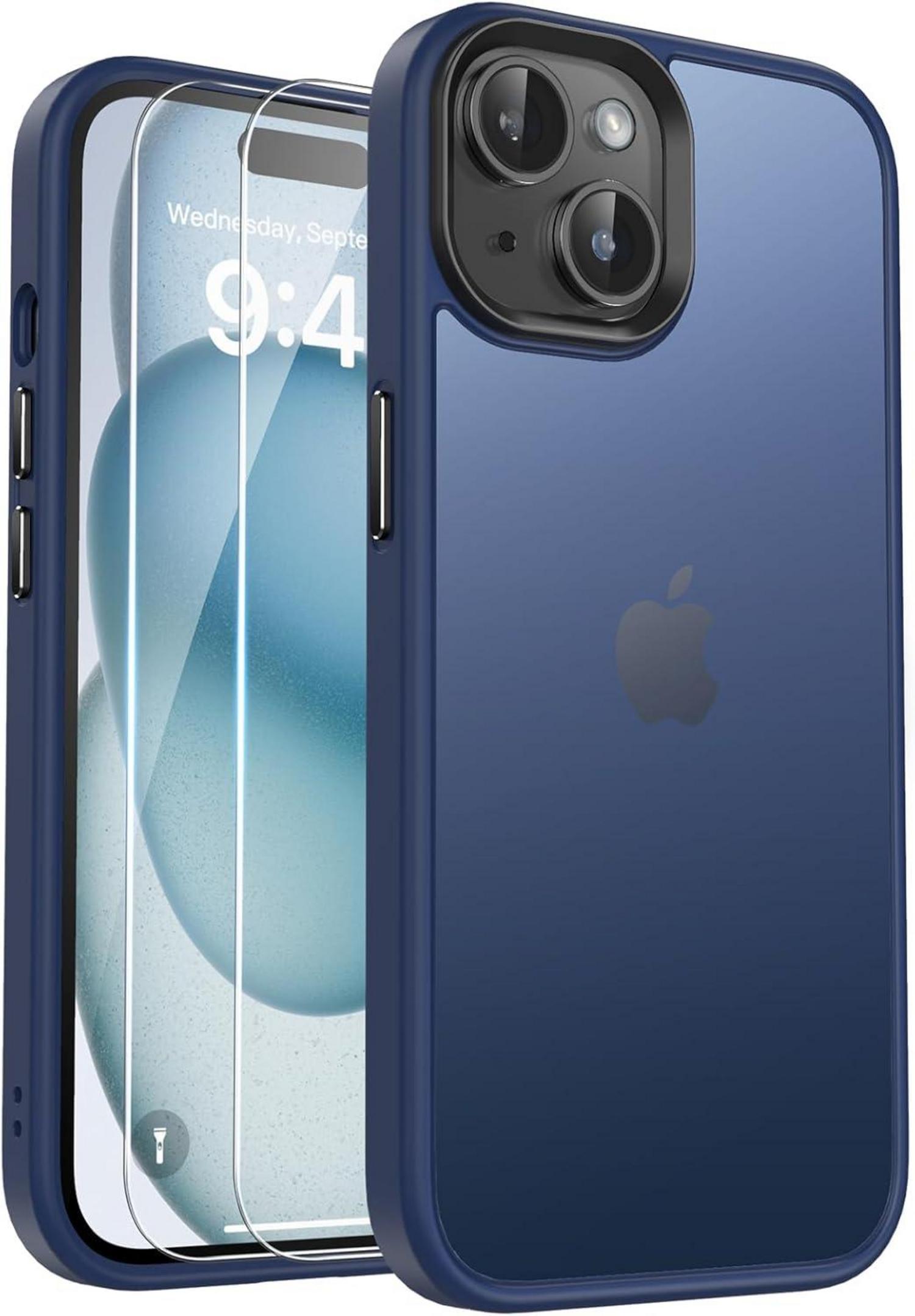 Schutzhülle iPhone 15 matt Transluzent Stoßfest Blau