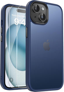 Schutzhülle iPhone 15 matt Transluzent Stoßfest Blau
