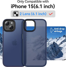 Handyhülle iPhone 15 Matt Blau Stoßfest Kratzfest 365 Tage