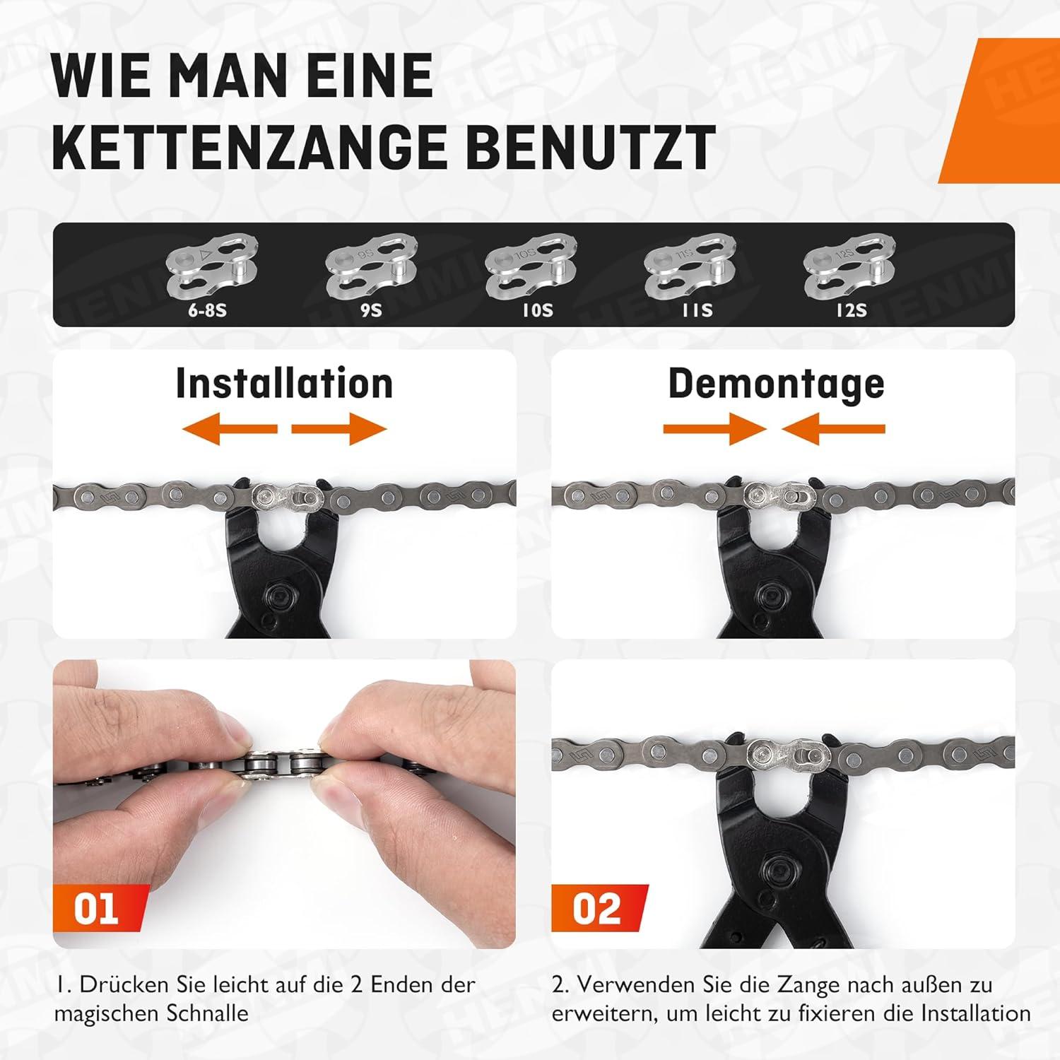 Fahrrad Kettennieter Kettenzange Kettenschloss Set 4 Paar Fahrradketten Nieten