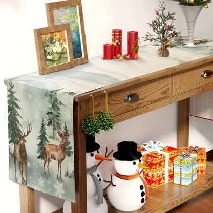 Weihnachtsdeko Tischläufer Weihnachten Grün Winter Wasserabweisend