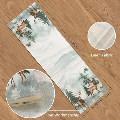 Tischläufer Weihnachten Grün Winter Modern Wasserabweisend 40x140