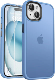 Handyhülle iPhone 15 Schutzhülle Transluzent Matt Stoßfest Himmelblau
