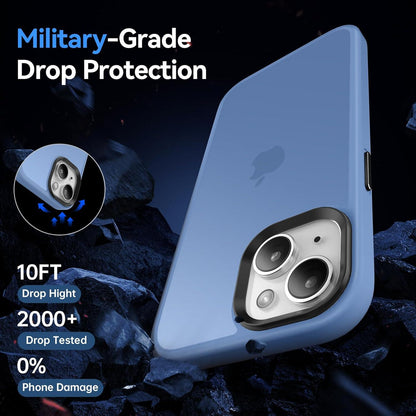 Handyhülle iPhone 15 Schutzhülle Transluzent Matt Stoßfest Himmelblau