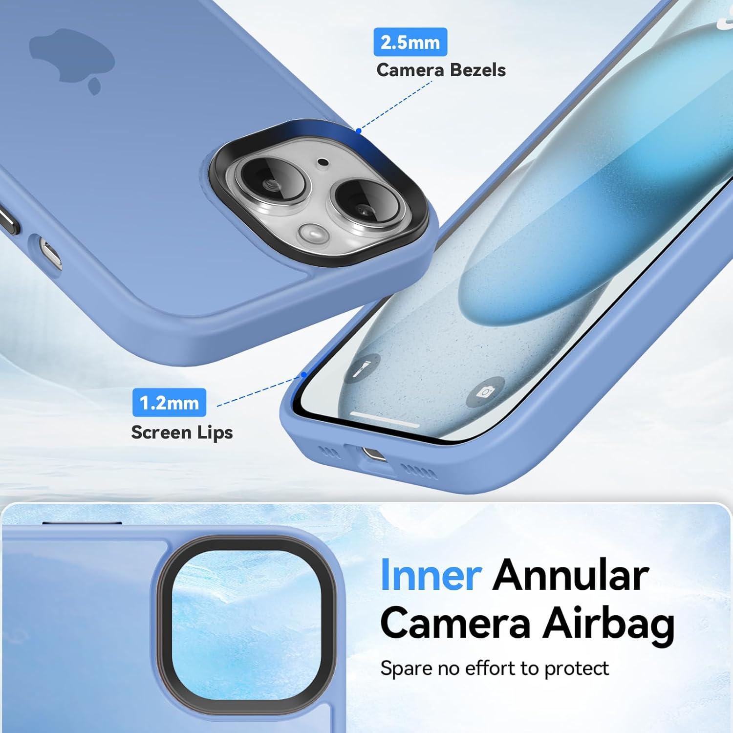 iPhone 15 Handyhülle Schutzfolie Stoßfest Kratzfest Transluzent Himmelblau