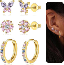 JeweBella Ohrringe Set Damen Mädchen 925 Silber Gold Earrings