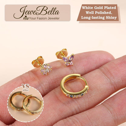 3er Set Damen Ohrringe Silber Gold 925 | Ohrstecker Creolen Piercings