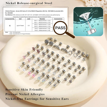Hypoallergen Medizinische Ohrstecker Set Damen Mädchen Silber Opal