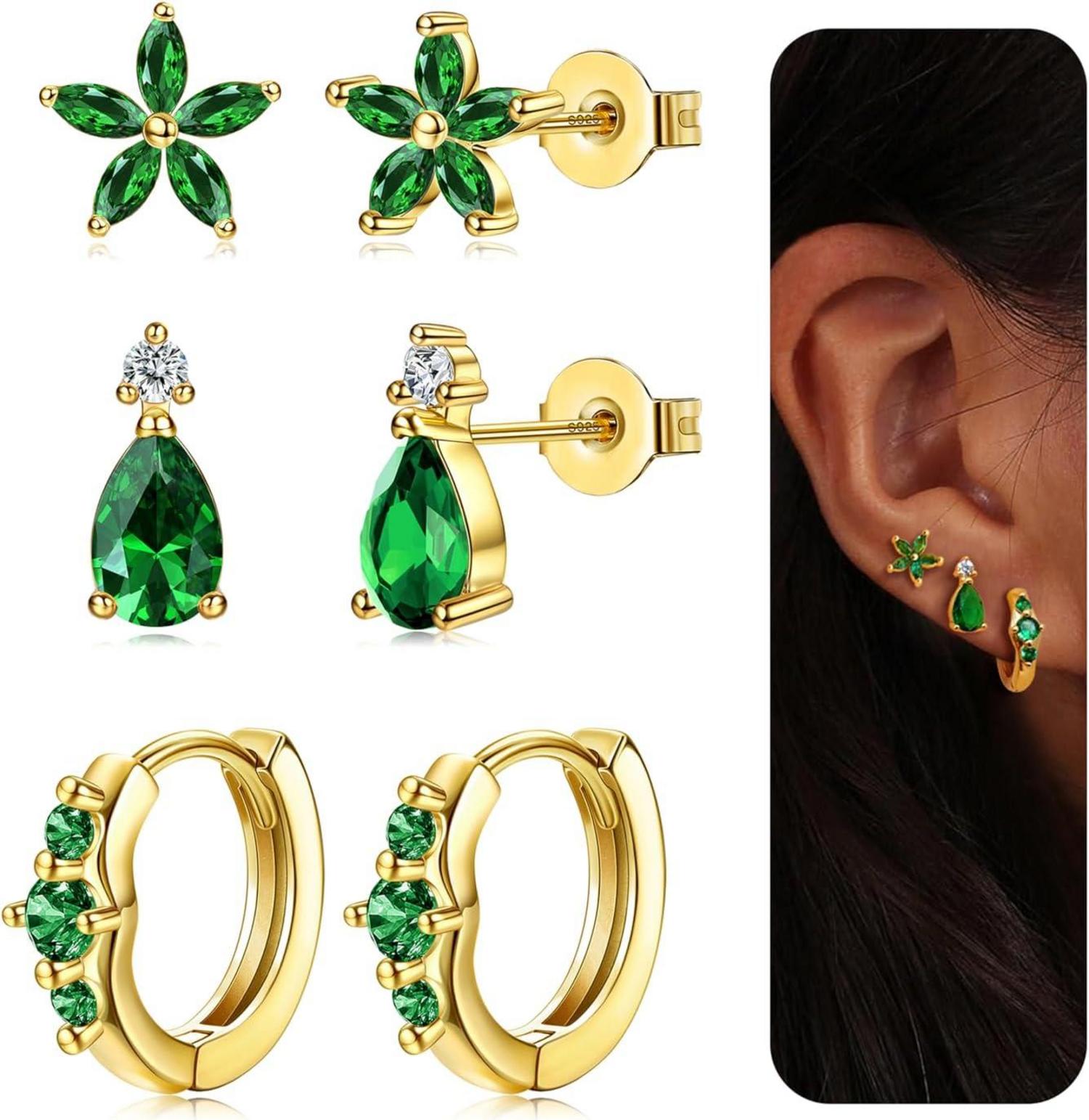 Ohrringe Set Silber Gold Ohrstecker Creolen 925 Pfosten Earrings