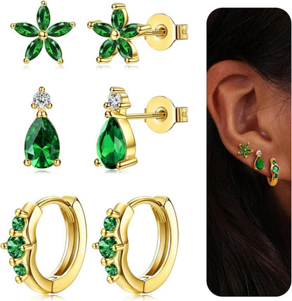 Ohrringe Set Silber Gold Ohrstecker Creolen 925 Pfosten Earrings
