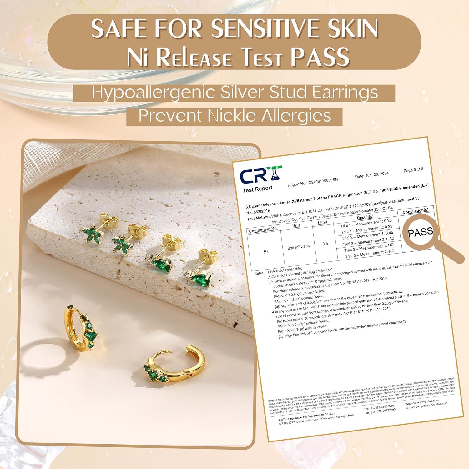 JeweBella 3 Paar Ohrringe Set Silber Gold Damen Mädchen 925 Creolen Piercings