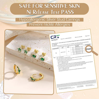 JeweBella 3 Paar Ohrringe Set Silber Gold Damen Mädchen 925 Creolen Piercings