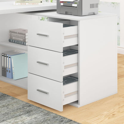 Weißer L-Form Schreibtisch, Computertisch, Bürotisch mit Stauraum 140x50x76 cm