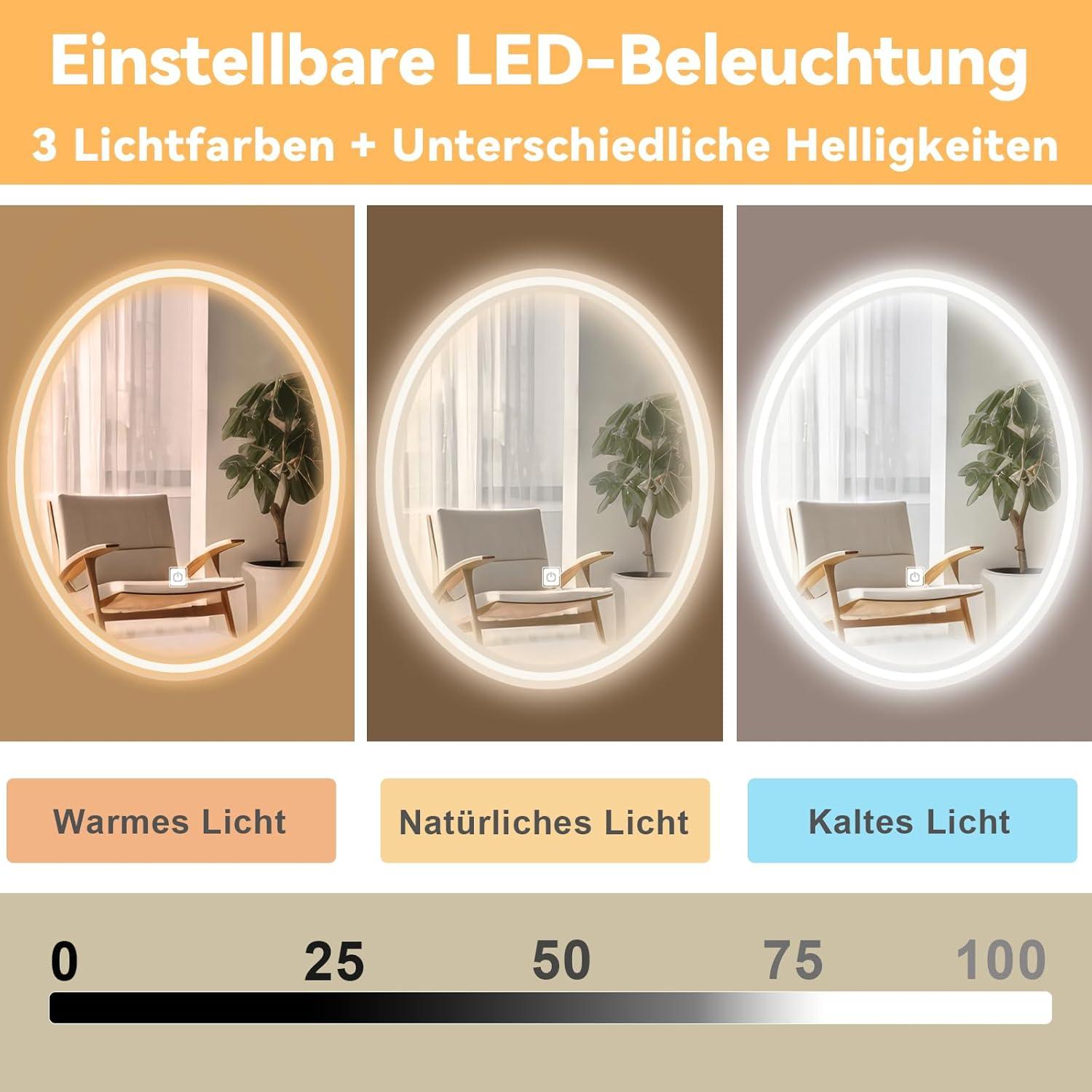 Moderner Schminktisch LED-Spiegel 4 Schubladen 1 Schrank Stuhl, 3