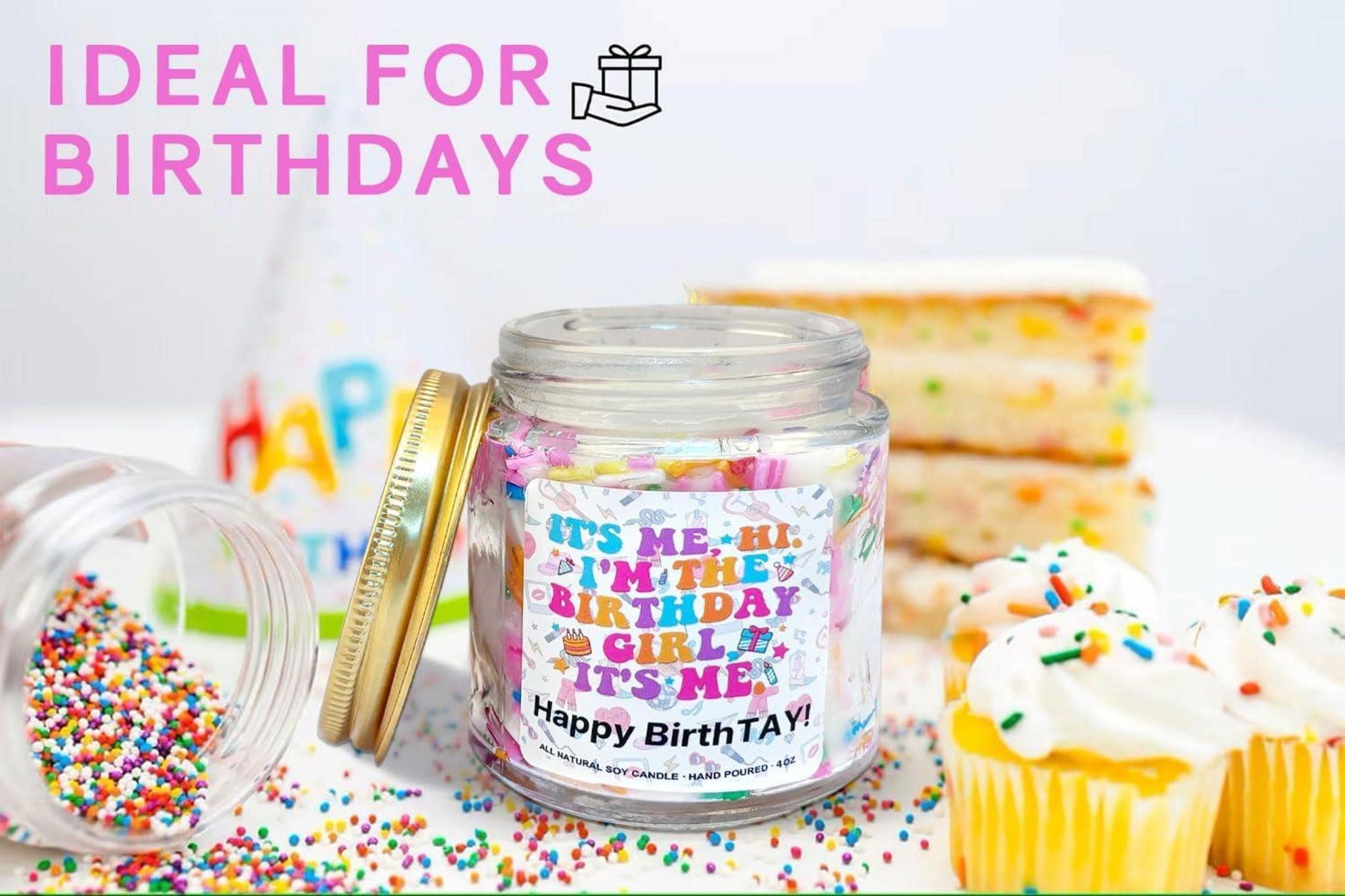Duftkerze Vanille Happy Birthday Geschenk für Frauen