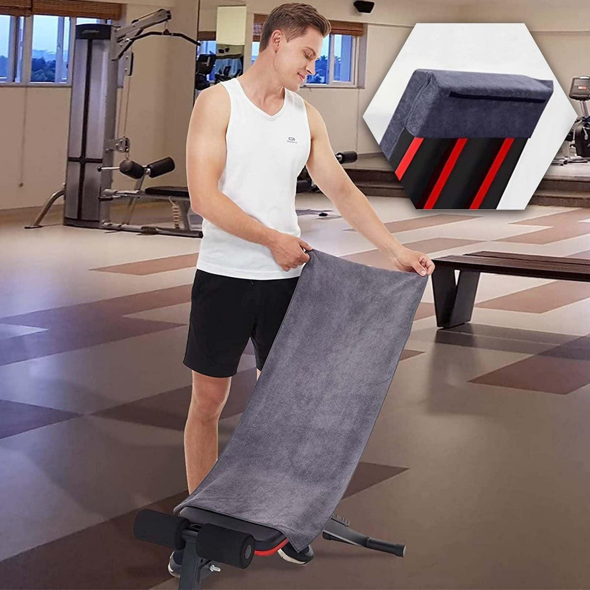 Fitness Handtuch Set mit Reißverschluss Tasche & Haarband