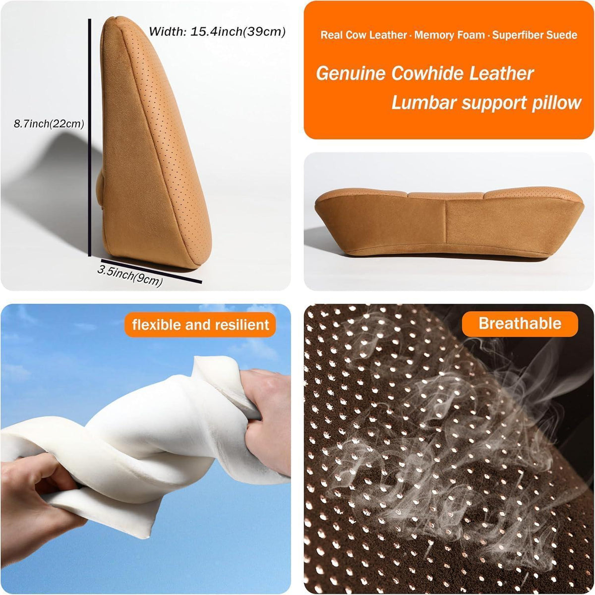 Lendenstützkissen Auto Leder & Memory Foam – Komfort & Unterstützung