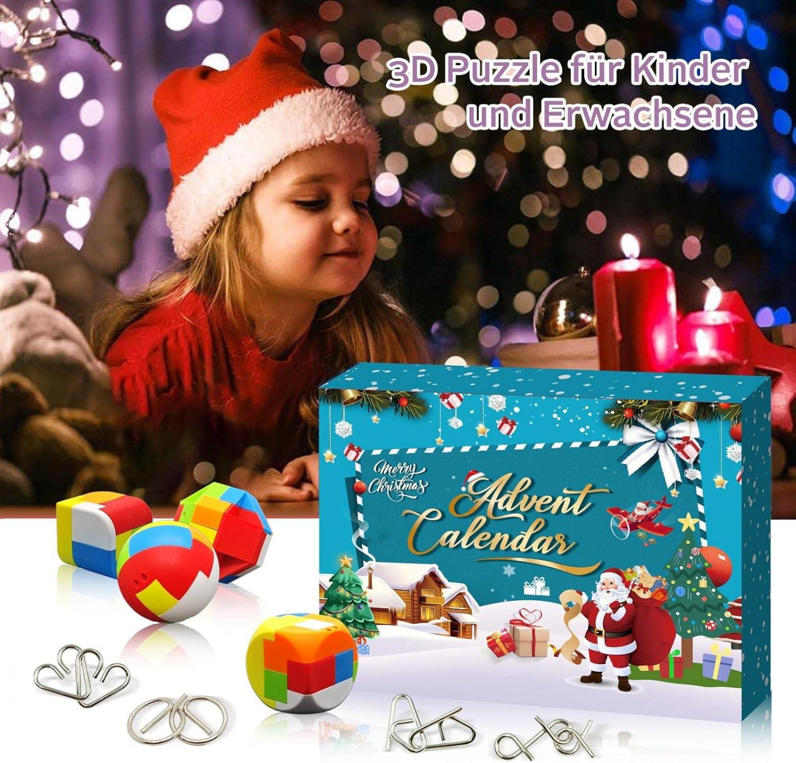 3D Puzzle Adventskalender Kinder 2024 - Weihnachtsgeschenke Jungen 10 Jahre