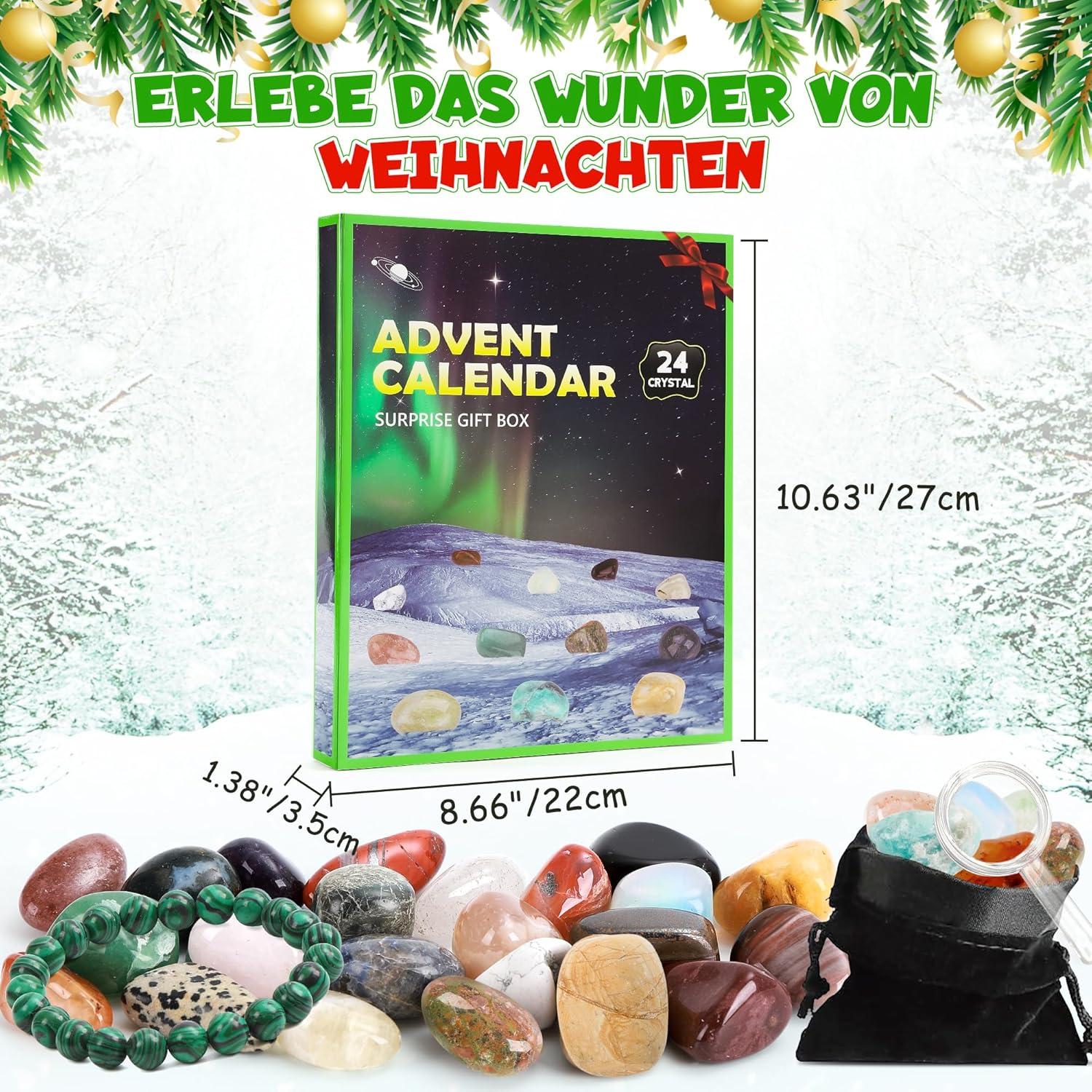 Adventskalender 2024 Kristalle Kinder 24 Tage natürliche Edelsteine
