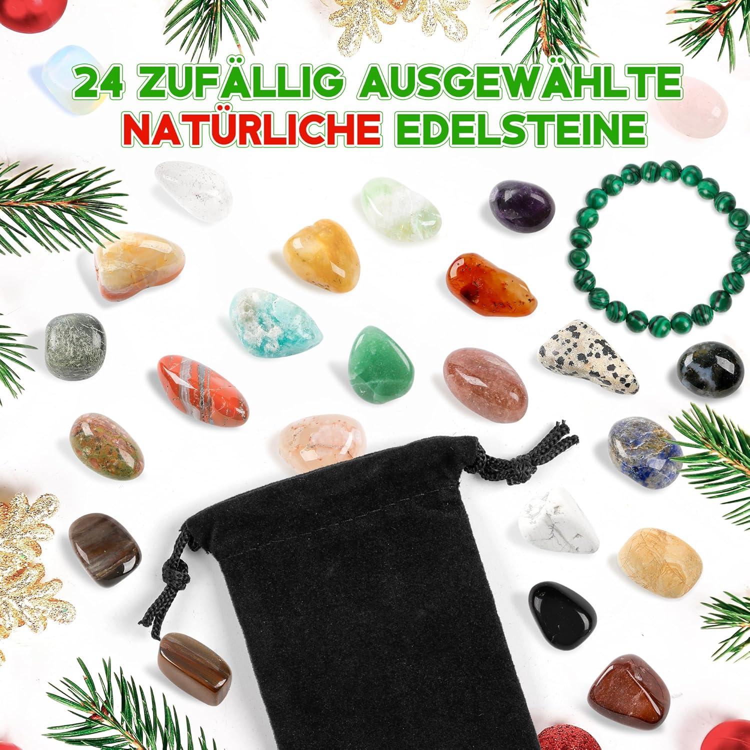 Weihnachtskalender 2024 für Kinder mit Kristallen und Edelsteinen