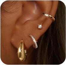 Creolen Ohrstecker Set Damen Silber Gold Piercing 14K Gold plated