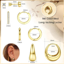 Adramata Creolen Ohrringe Set Damen 14K Vergoldet Piercing