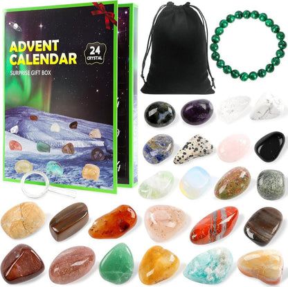 Adventskalender 2024 mit Edelsteinen für Kinder, Weihnachtskalender