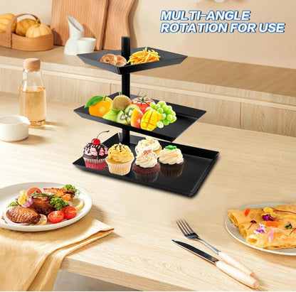 Schwarze Metall Obst Etagere 3 Etagen Stahl Servierplatte