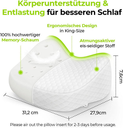 AUVON Kniekissen für Seitenschläfer mit Memory Foam und