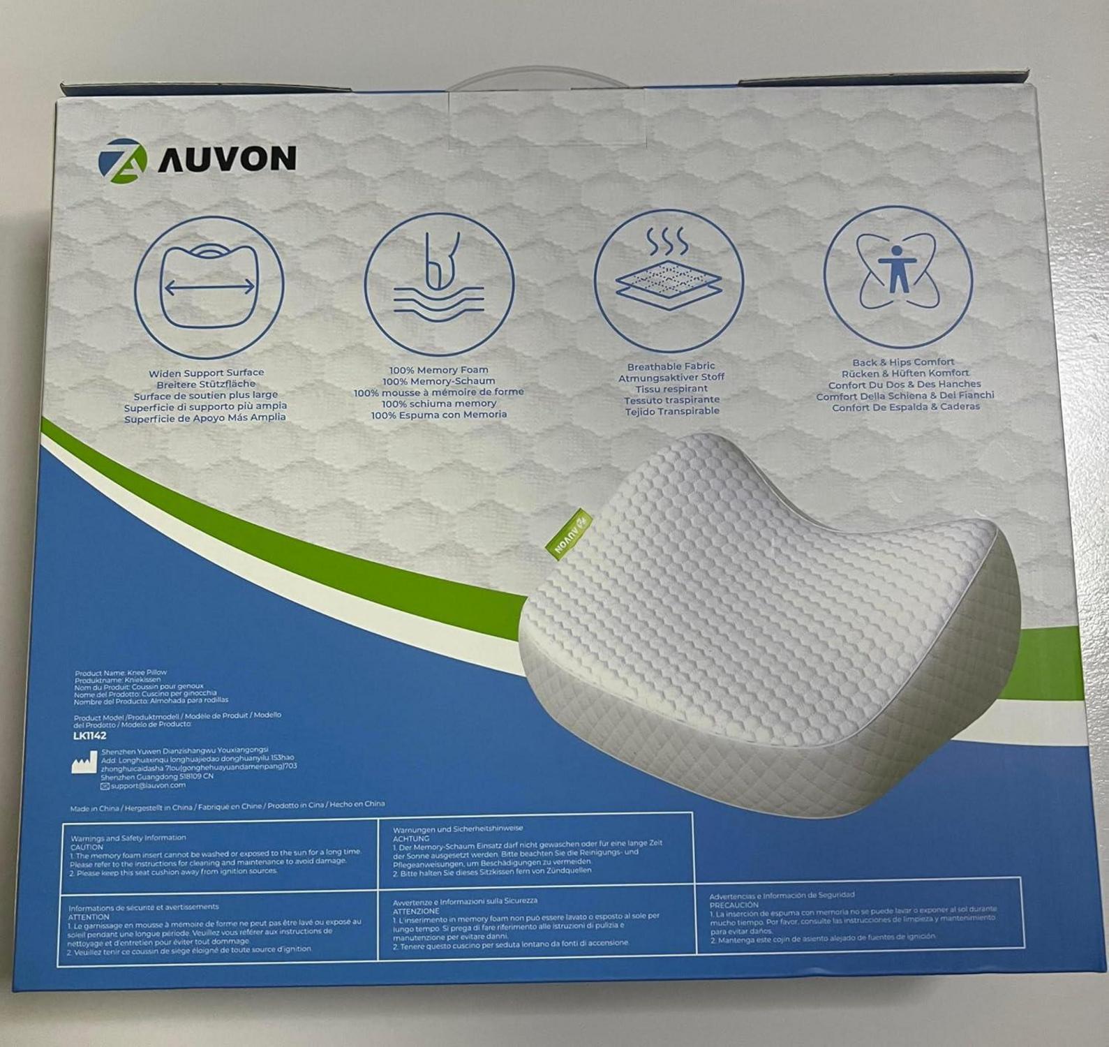 AUVON Seitenschläfer Kniekissen Memory Foam Leg Pillow Kühlender Eisseidenstoff