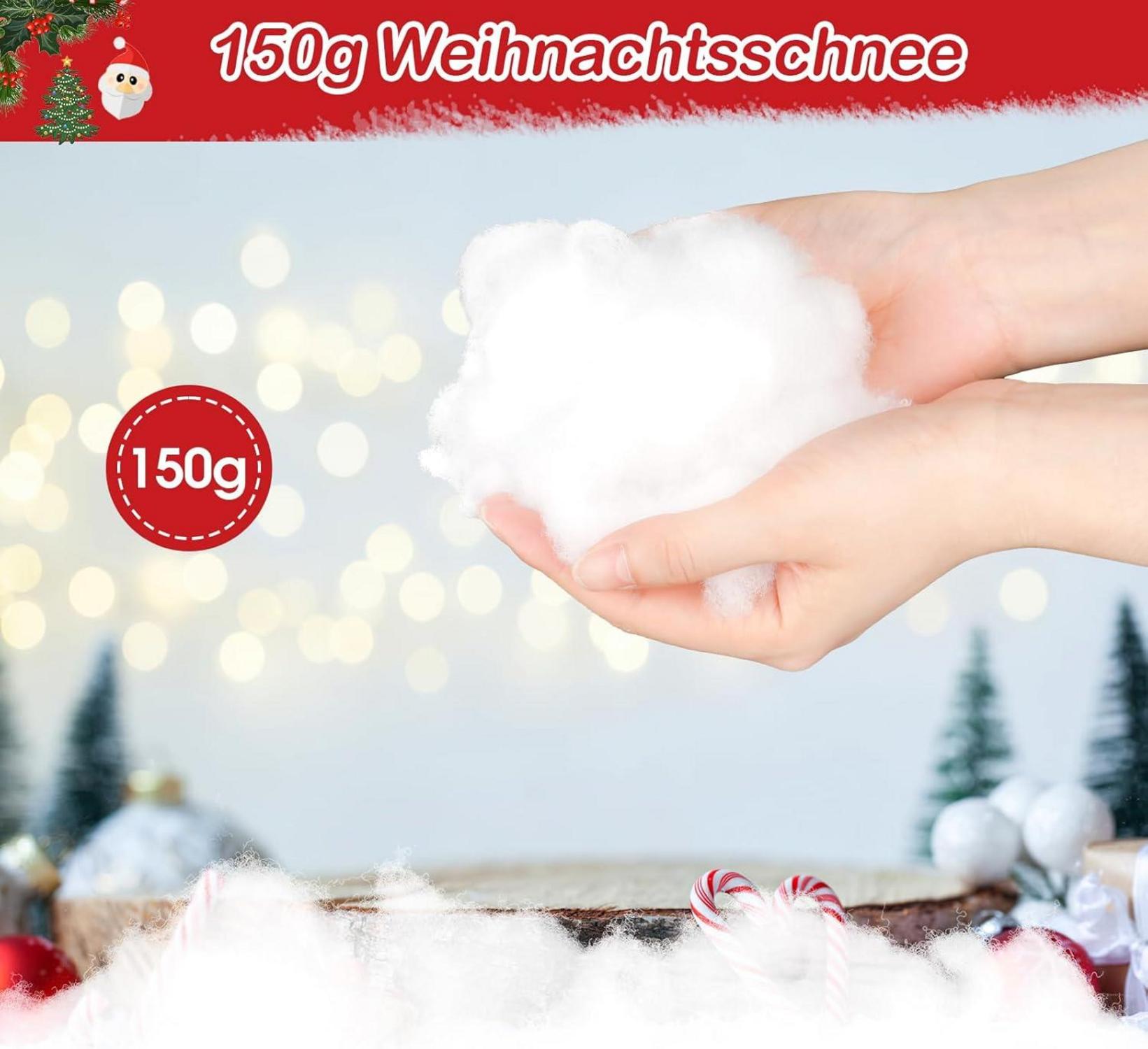 Weihnachtsschnee 150g, Weich Flauschig, Deko Watte