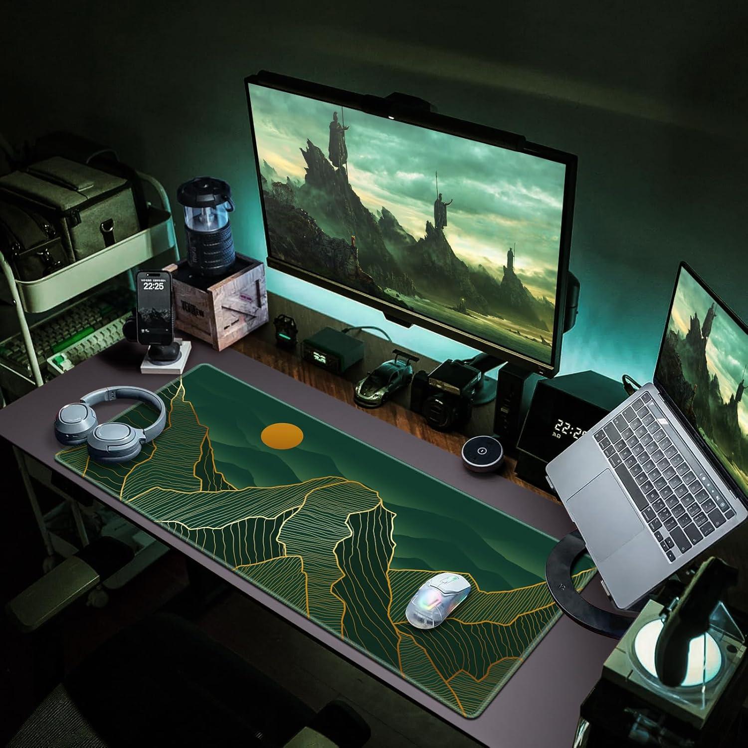 XXL Gaming Mauspad 900x400mm wasserdicht vernähte Kanten Anti-Rutsch PC Laptop