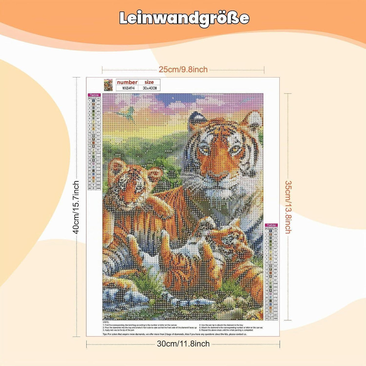 5D Diamant Painting Tiger Familie – DIY Bilderset für Erwachsene & Kinder