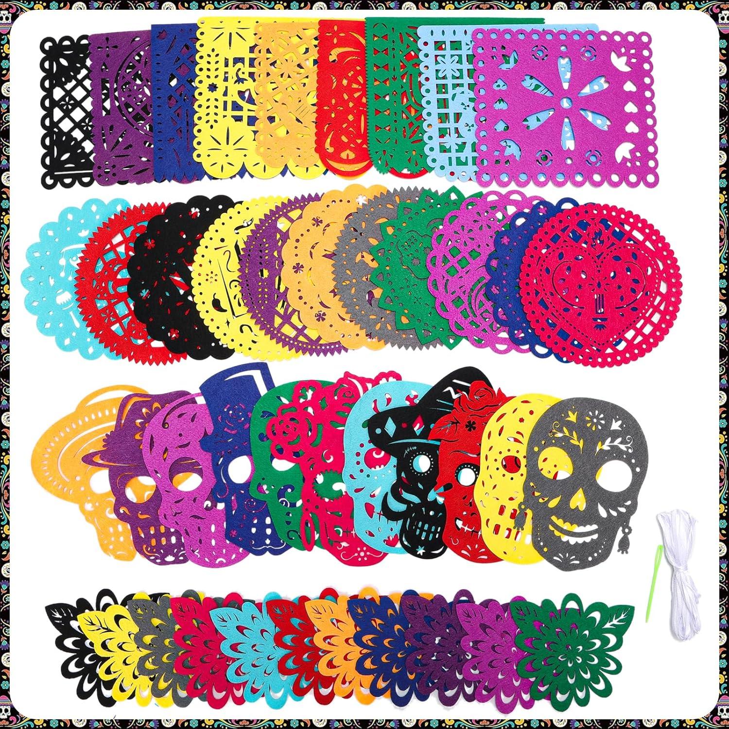 HOWAF 42 Ft Halloween Dia De Los Muertos Filz Banner Mexiko Girlande