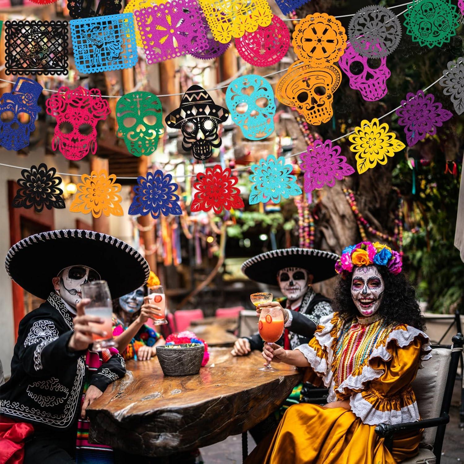 Halloween Dia De Los Muertos Deko Banner Filz Girlande Mexiko 42 Ft