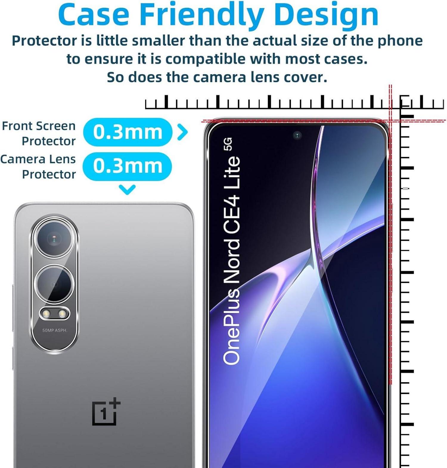 QULLOO Panzerglas Oneplus Nord CE 4 Lite Schutzfolie + Kameraschutz (2+2) 0.33mm Displayschutzfolie