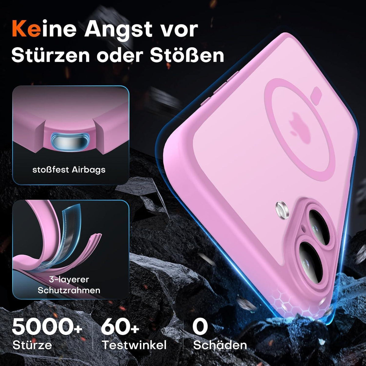 iPhone 16 Plus Hülle mit MagSafe, Rosa, Kameraschutz