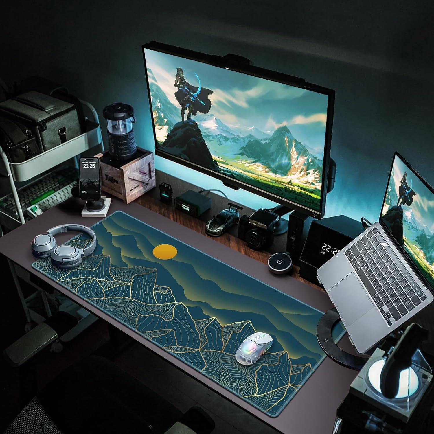 XXL Gaming Mauspad 900x400mm Schwarz Topographisch Wasserdicht Rutschfest
