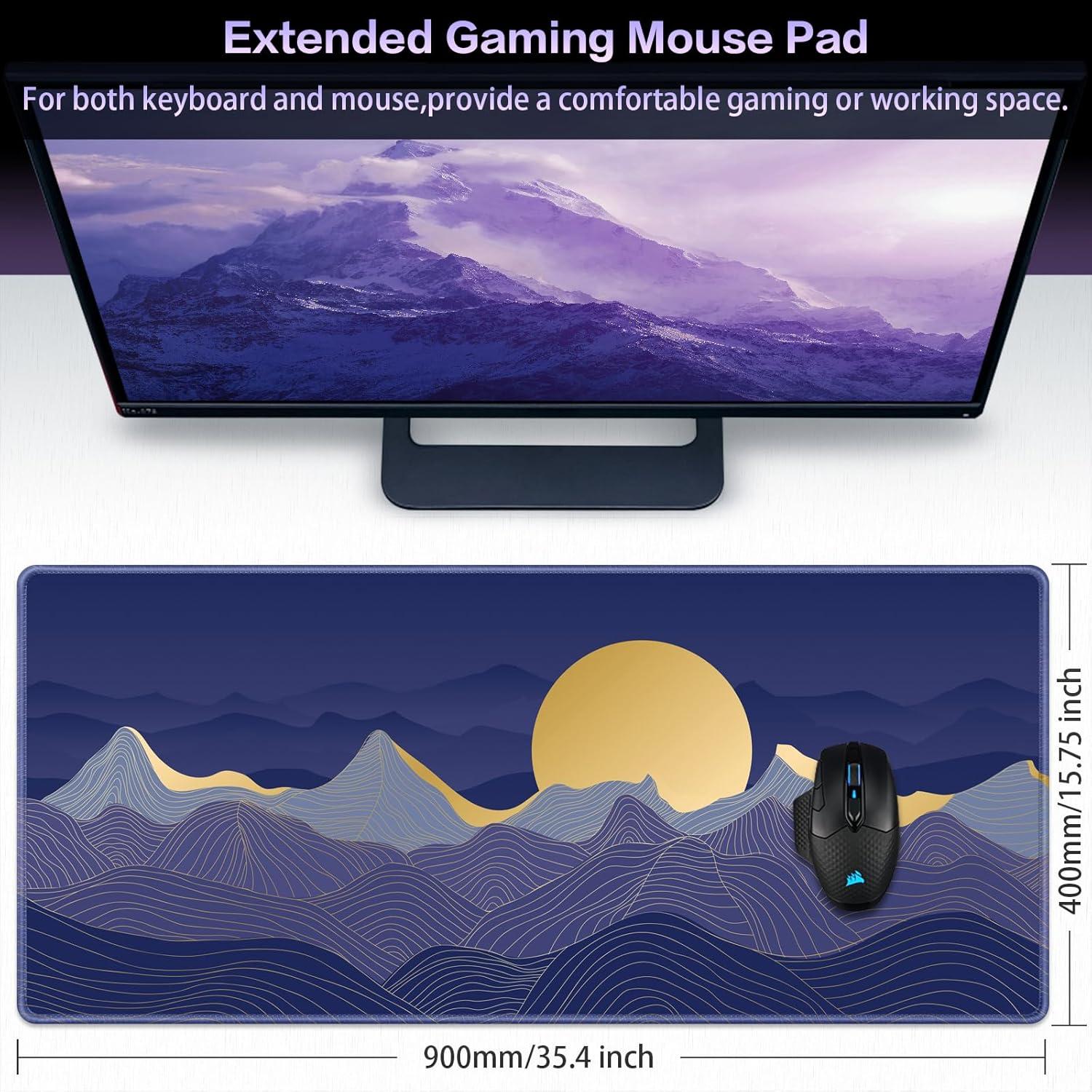 XXL Gaming Mauspad 900 x 400mm Wasserdicht Vernähte Kanten