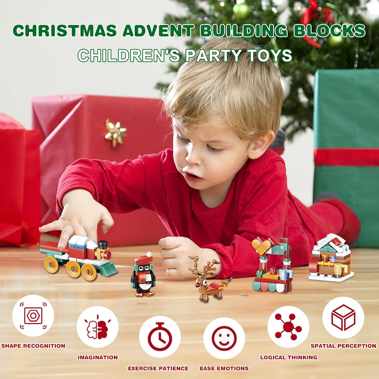 Weihnachts-Adventskalender für Kinder 2024 Bausteine 24-Tage Countdown