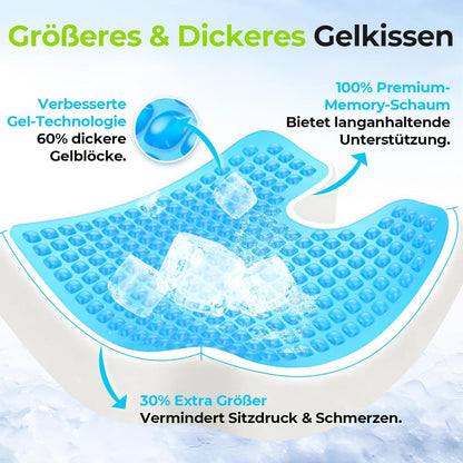 Gel Sitzkissen Bürostuhl XL mit Memory-Schaum & Anti-Rutsch