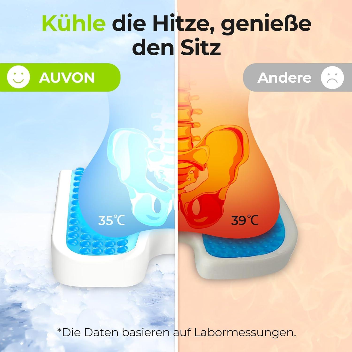 Gel Sitzkissen mit Memory-Schaum für Bürostühle XL Größe