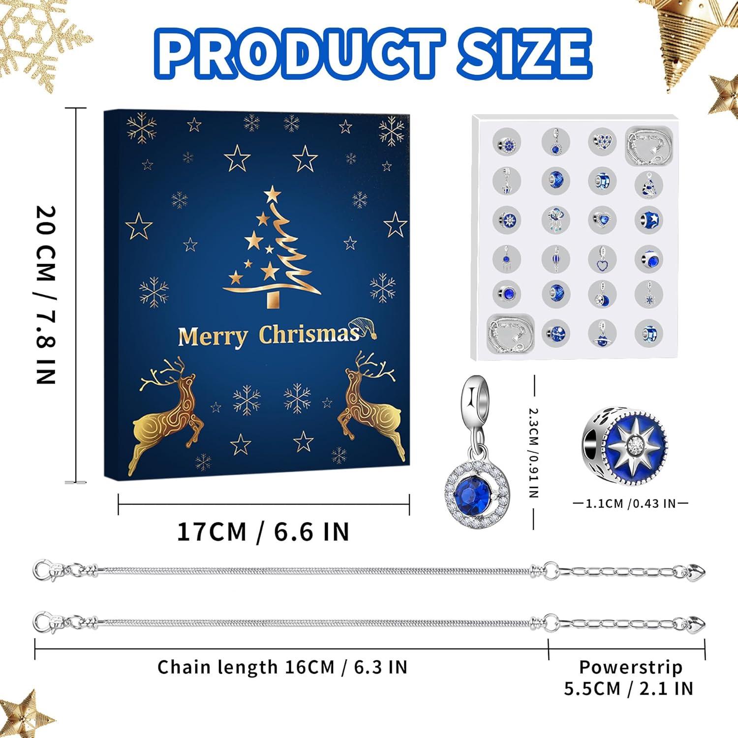 Adventskalender Schmuck Craft Mädchen 24 Füllung Blau