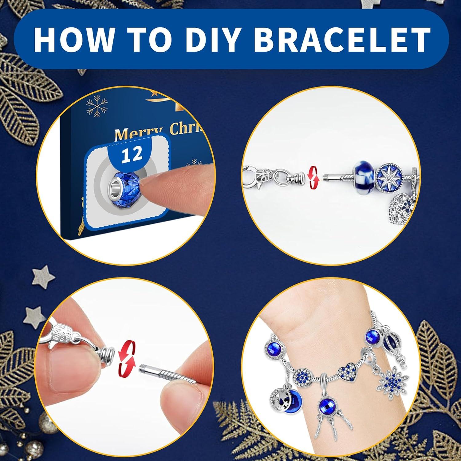 Adventskalender 2024 Kinder Mädchen Schmuck Craft Armband Kit 24