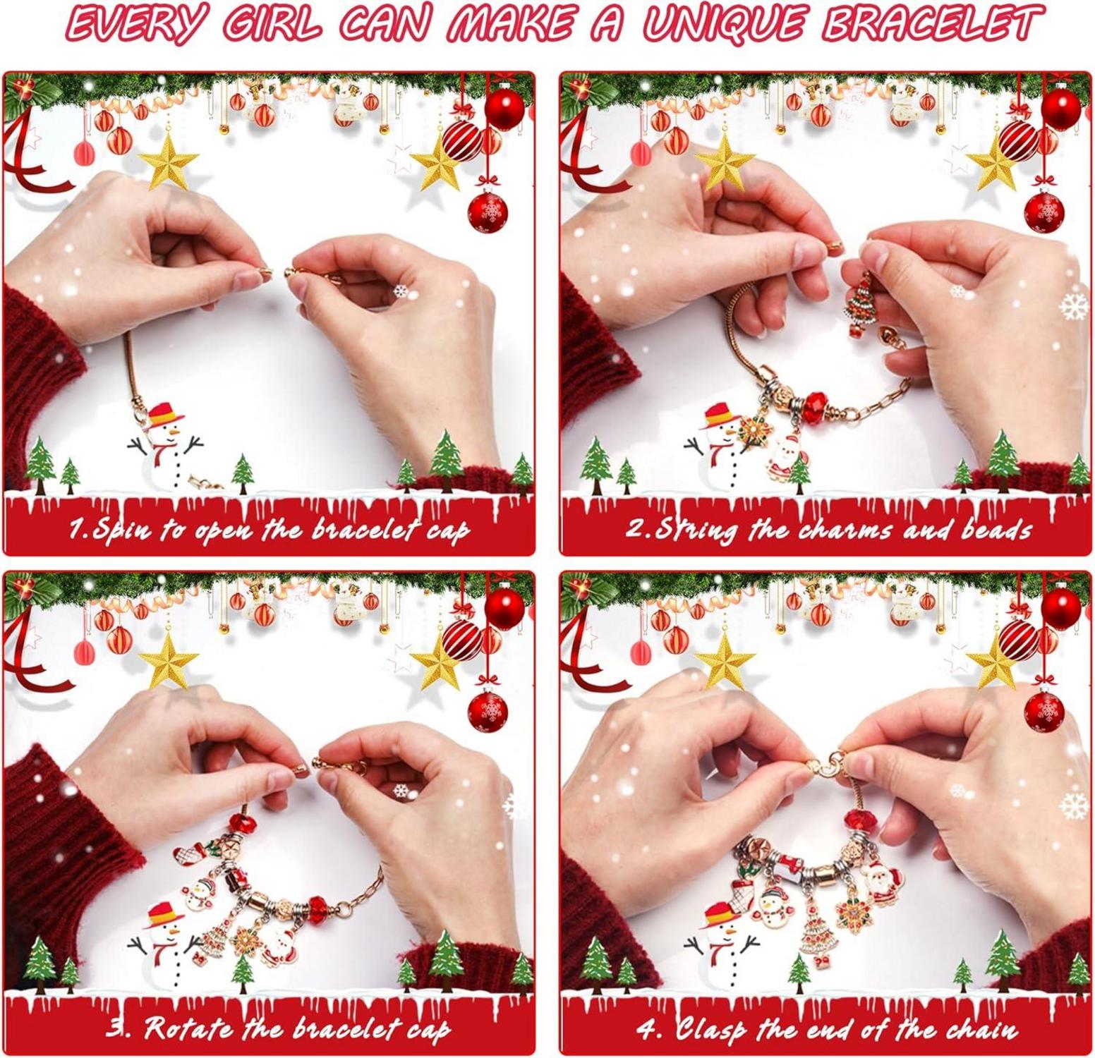 DIY Weihnachtsarmbänder Adventskalender 2024 für Mädchen ab 3 Jahren