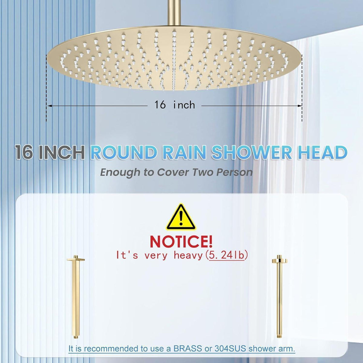 40cm Gold Regendusche Wasserfall Duschkopf Edelstahl 304