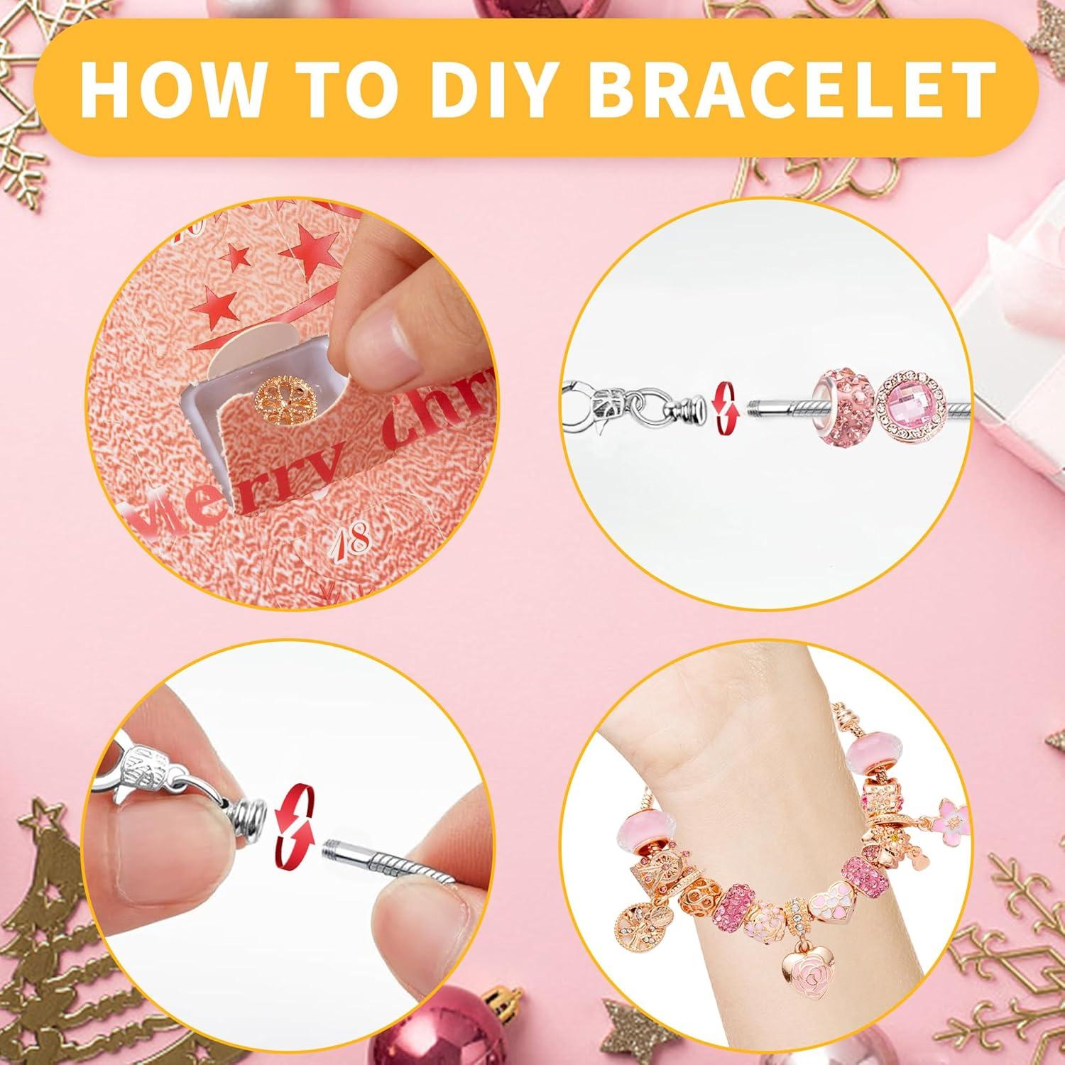 Adventskalender 2024 Mädchen Kinder Schmuck DIY Bastelset 22 Charm Beads 2