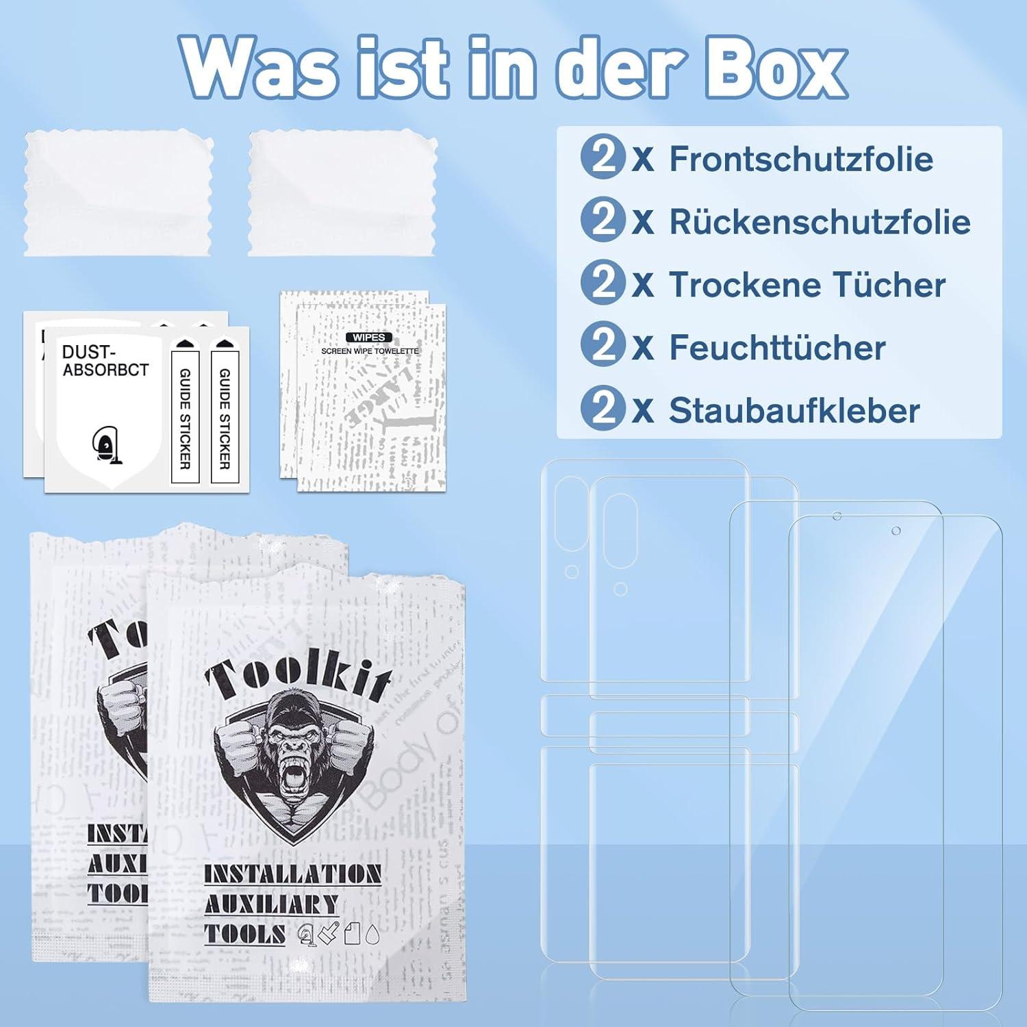 Agedate Panzerglas Samsung Galaxy Z Flip 3/4 Schutzfolie 2x TPU Displayschutz 5G